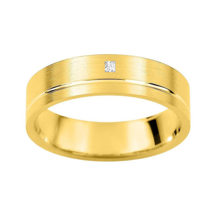 Alianza 18 kilates en oro amarillo Mate y Brillo 5mm diamante de 0.02ct - foto 1