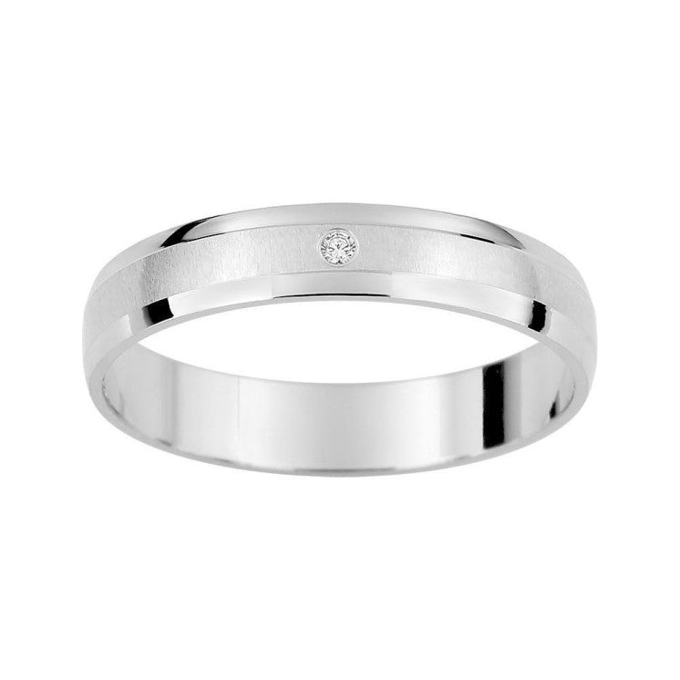 Alianza 18 kilates en oro Blanco 3,5mm diamante de 0.01ct - foto 1