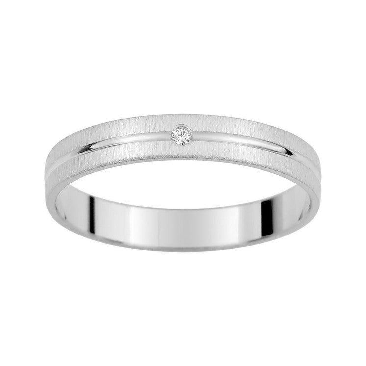 Alianza 18 kilates en oro Blanco 3mm diamante de 0.01ct - foto 1