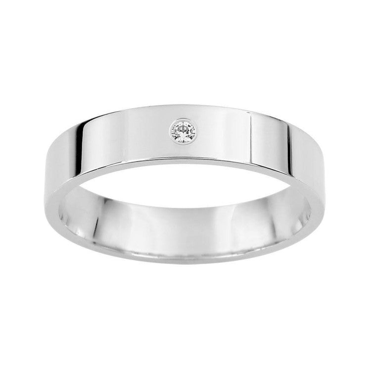 Alianza 18 kilates en oro blanco brillo con un diamante 0,02ct - foto 1