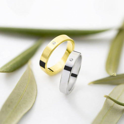Alianza 18 kilates en oro blanco brillo con un diamante 0,02ct - foto 2