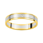 Alianza 18k en oro amarillo y blanco satinado con diamante - foto 1