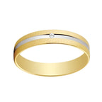 Alianza 18k en oro bicolor mate y brillo rodio 4mm diamante de 0.01ct - foto 1