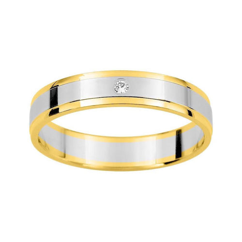Alianza 18k oro amarillo y blanco brillo con diamante - foto 1