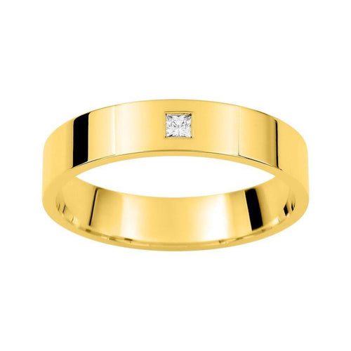 Alianza 18k plana en oro amarillo brillo 4mm diamante de 0,03ct - foto 1