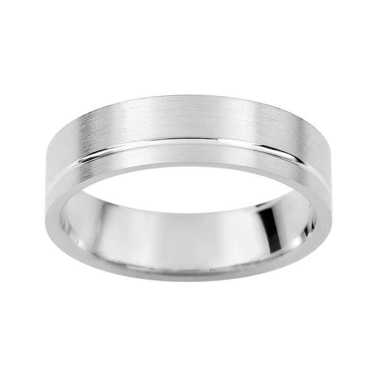 Alianza ancha 5mm de oro blanco satinado - foto 1
