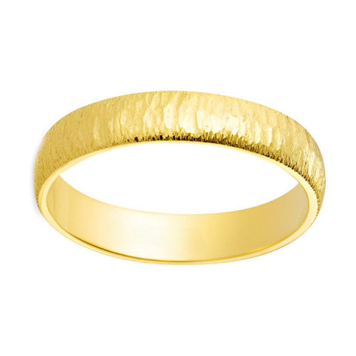 Alianza artesanal texturizada de oro amarillo 4mm oro 18k - foto 1