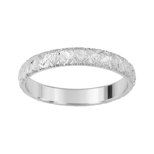 Alianza artesanal texturizada de oro blanco 3mm oro 18k - foto 1