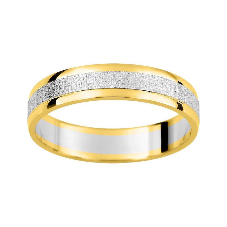 Alianza bicolor oro blanco y amarillo 4 milímetros - foto 1