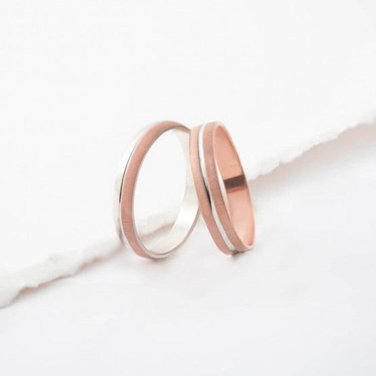 Alianza combinada de oro blanco y rosa con 3,5mm ancho - foto 2