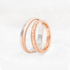 Alianza combinada de oro blanco y rosa con 3,5mm ancho - foto 3
