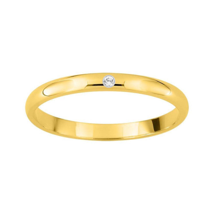 Alianza con diamante oro amarillo de 18k interior confort de 2 mm - foto 1