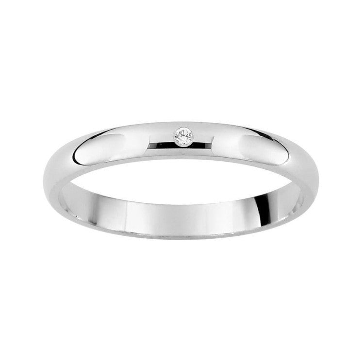 Alianza con diamante oro blanco de 18k interior confort de 2,50 mm - foto 1
