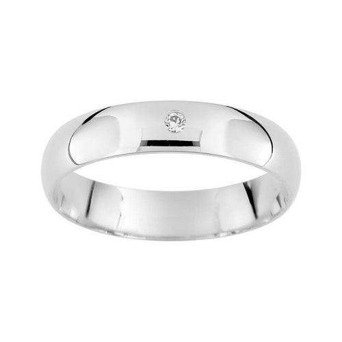Alianza con diamante oro blanco de 18k interior confort de 4 mm - foto 1