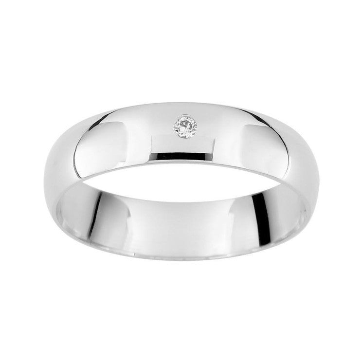 Alianza con diamante oro blanco de 18k interior confort de 4,50 mm - foto 1