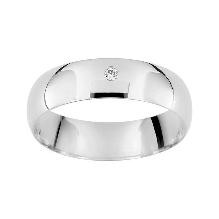 Alianza con diamante oro blanco de 18k interior confort de 5 mm - foto 1
