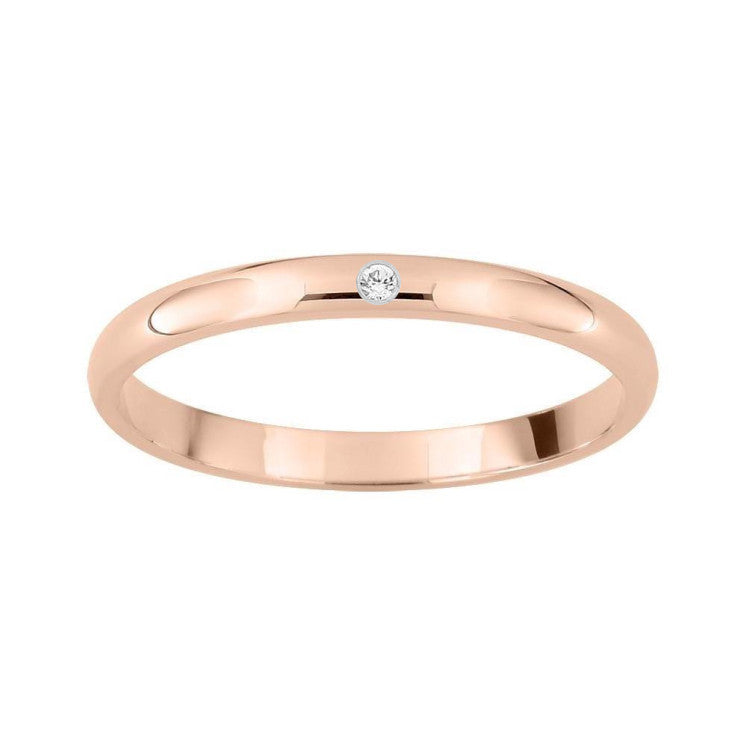 Alianza con diamante oro rosa de 18k interior confort de 2 mm - foto 1
