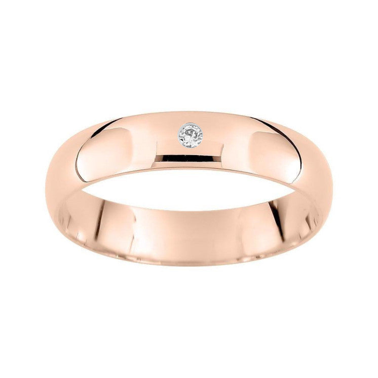 Alianza con diamante oro rosa de 18k interior confort de 4 mm - foto 1