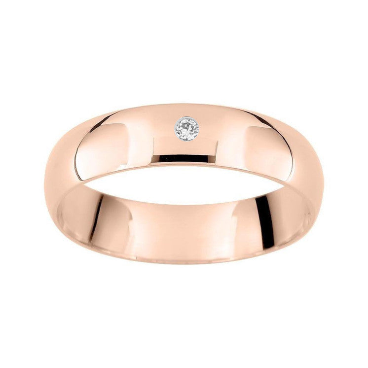 Alianza con diamante oro rosa de 18k interior confort de 4,50 mm - foto 1