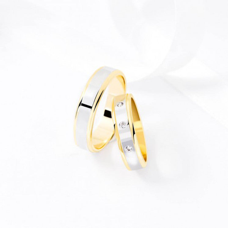 Alianza con diamantes oro bicolor 5 milímetros de ancho - foto 2