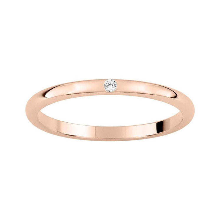 Alianza de boda 1,80mm anchura en oro rosa con diamante - foto 1