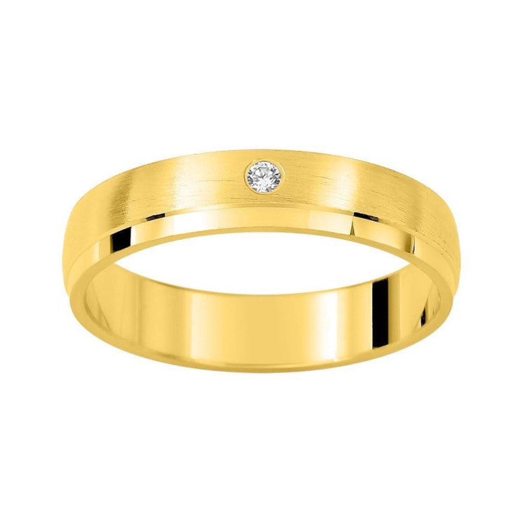 Alianza de boda 4mm brillo y mate satinado con diamante - foto 1