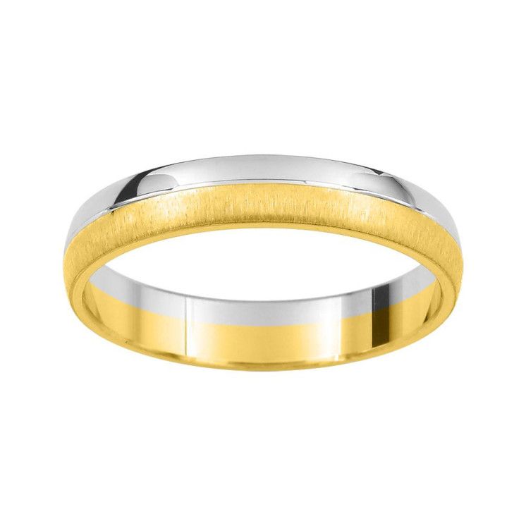Alianza de boda 9 kilates bicolor amarillo y blanco - foto 1