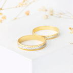 Alianza de boda 9 kilates modelo espiga 3 milímetros en oro blanco y amarillo - foto 3