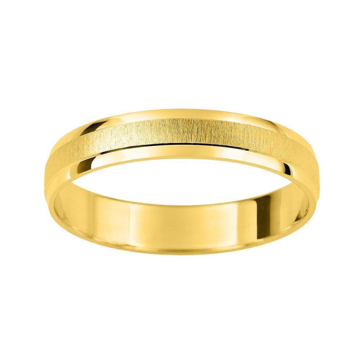 Alianza de boda 9 kilates oro amarillo biselada mate y brillo - foto 1
