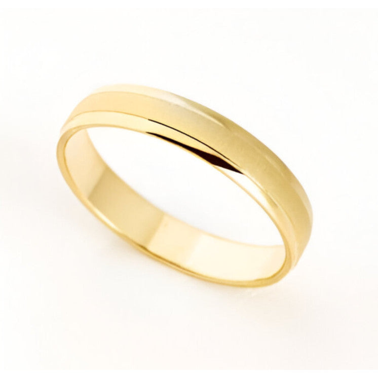 Alianza de boda 9 kilates oro amarillo biselada mate y brillo - foto 2
