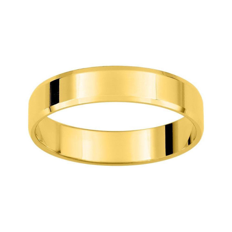 Alianza de boda 9 kilates oro amarillo plana con biseles - foto 1