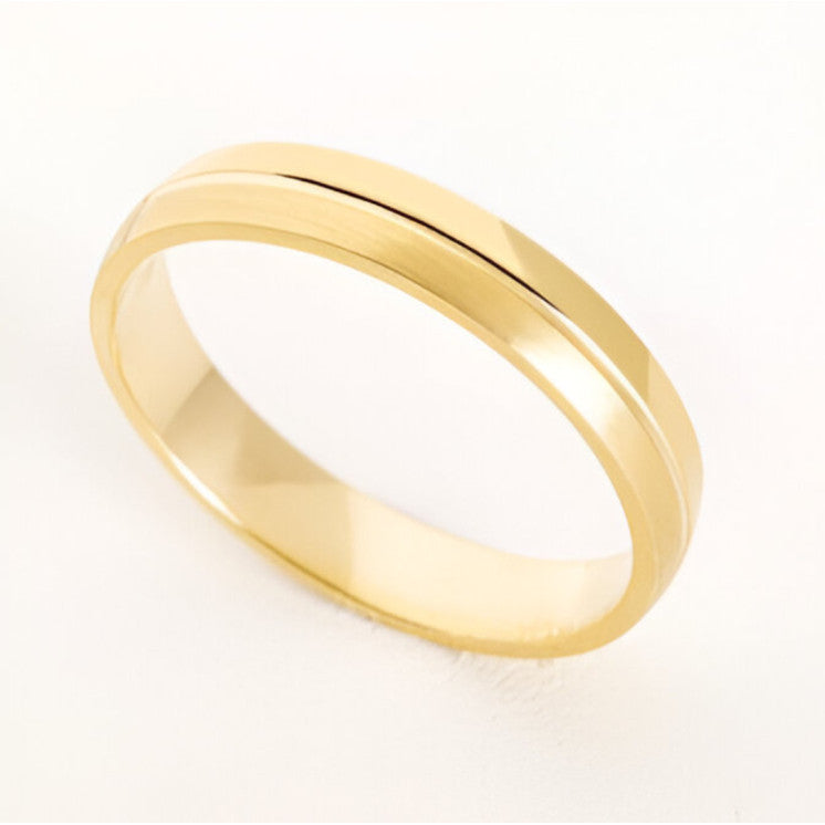 Alianza de boda 9 kilates oro amarillo pulido y matizado - foto 2
