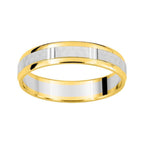 Alianza de boda 9 kilates oro amarillo y oro blanco facetado - foto 1