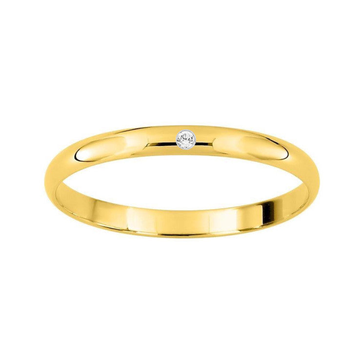 Alianza de boda con diamante oro amarillo de 18k pulido de 2 mm - foto 1