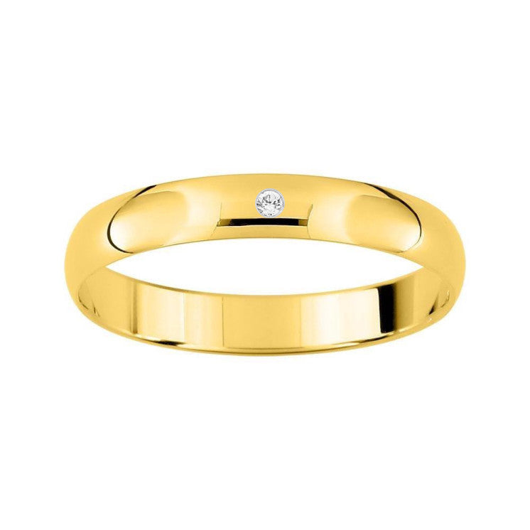 Alianza de boda con diamante oro amarillo de 18k pulido de 3 mm - foto 1
