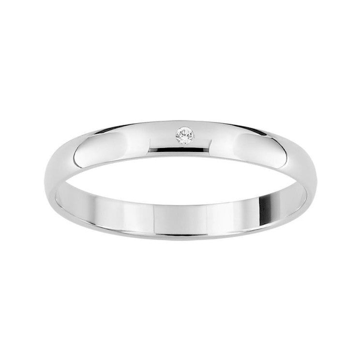 Alianza de boda con diamante oro blanco de 18k pulido de 2,50 mm - foto 1
