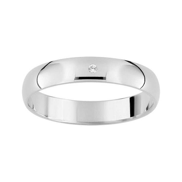 Alianza de boda con diamante oro blanco de 18k pulido de 3,50 mm - foto 1