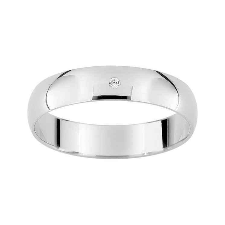 Alianza de boda con diamante oro blanco de 18k pulido de 4 mm - foto 1