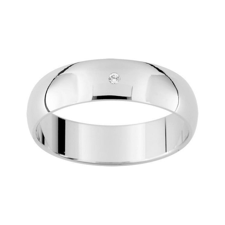 Alianza de boda con diamante oro blanco de 18k pulido de 5 mm - foto 1