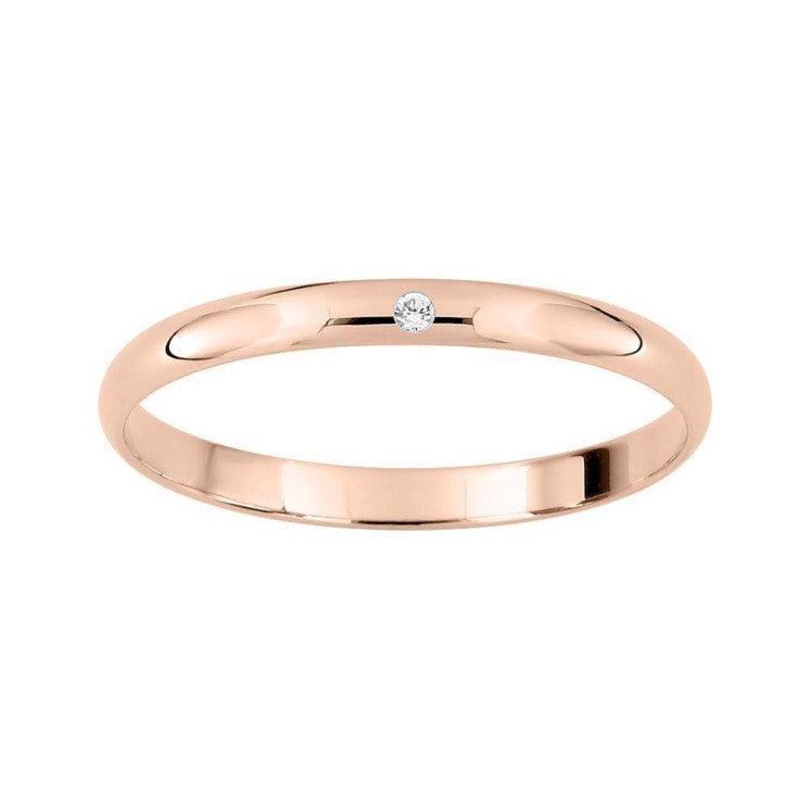Alianza de boda con diamante oro rosa de 18k pulido de 2 mm - foto 1
