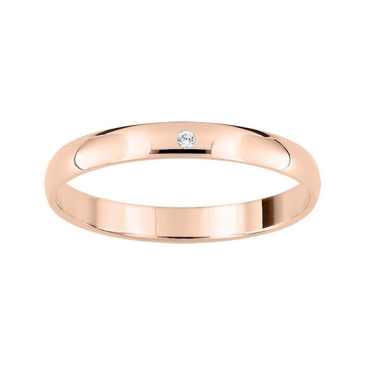 Alianza de boda con diamante oro rosa de 18k pulido de 2,50 mm - foto 1