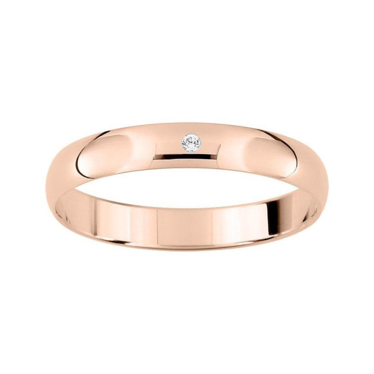 Alianza de boda con diamante oro rosa de 18k pulido de 3 mm - foto 1