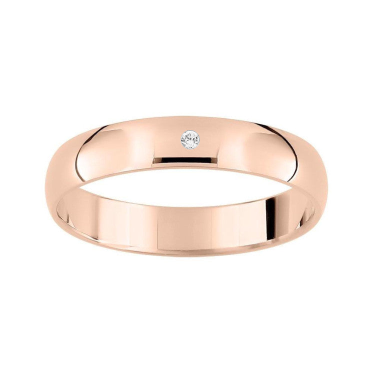 Alianza de boda con diamante oro rosa de 18k pulido de 3,50 mm - foto 1