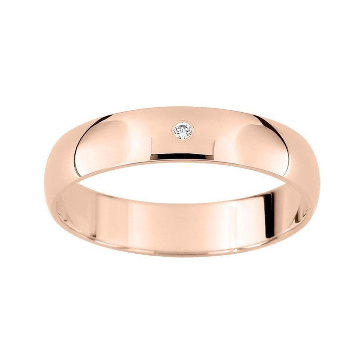 Alianza de boda con diamante oro rosa de 18k pulido de 4 mm - foto 1