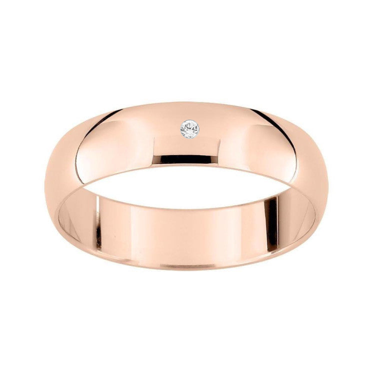 Alianza de boda con diamante oro rosa de 18k pulido de 4,50 mm - foto 1