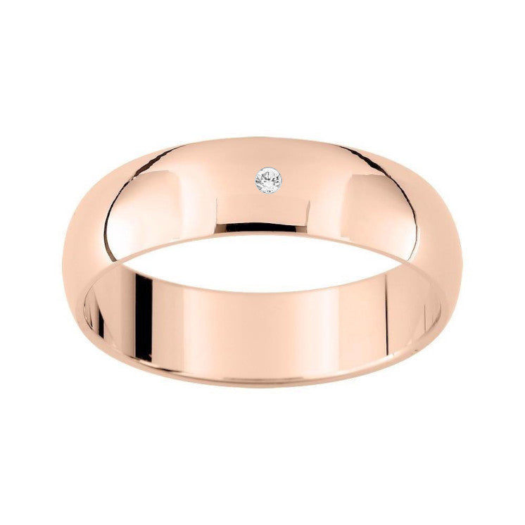 Alianza de boda con diamante oro rosa de 18k pulido de 5 mm - foto 1