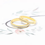 Alianza de boda diamantada oro bicolor media caña suave - foto 2