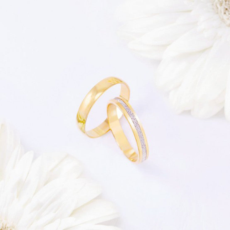 Alianza de boda diamantada oro bicolor media caña suave - foto 3