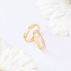 Alianza de boda diamantada oro bicolor media caña suave - foto 3