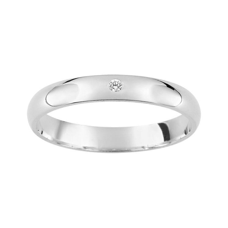 Alianza de boda elegante caña 3 milímetros con diamante - foto 1